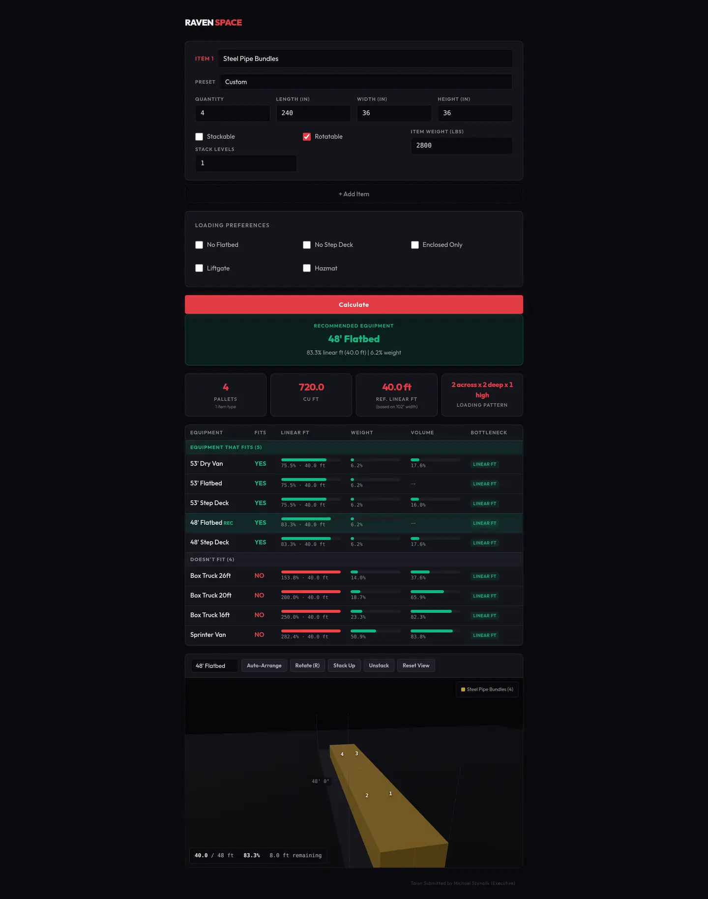 RavenSpace — Live Calculation